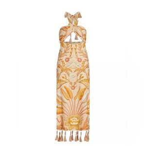 Farm Rio Jungle Chic Sand Cut-Out Midi-Dress